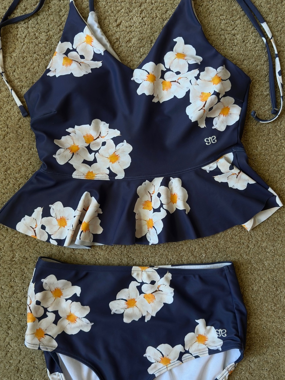 Albion Peplum Top and High Waisted Bottom Two-Piece Swim Set